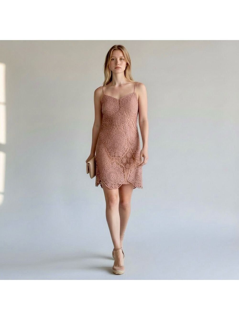 Fashion Nova Lace Sleeveless Mini Dress in Peachy Mauve NWT